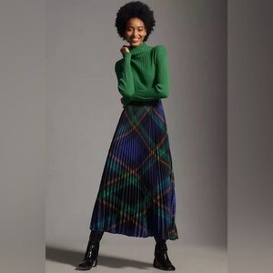 Anthropologie The Isobel Silky Pleated Skirt by Maeve